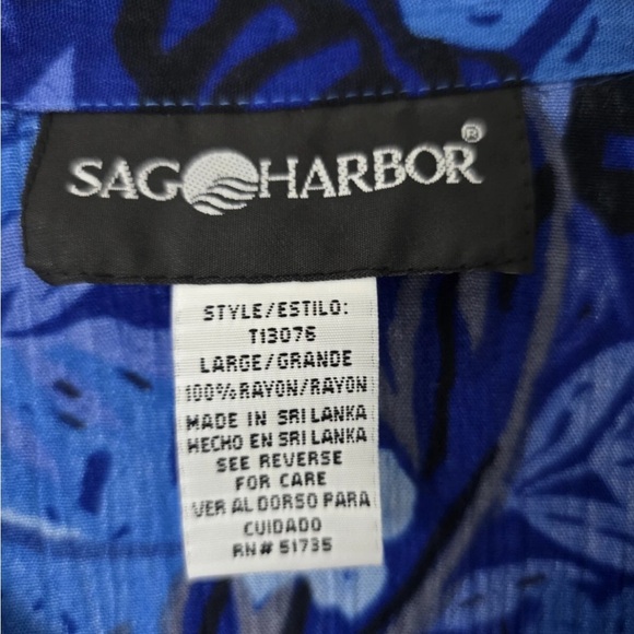 Sag Harbor Jacket Floral Womens Large Blue Black Short Sleeves Button Up Padded - Picture 5 of 12